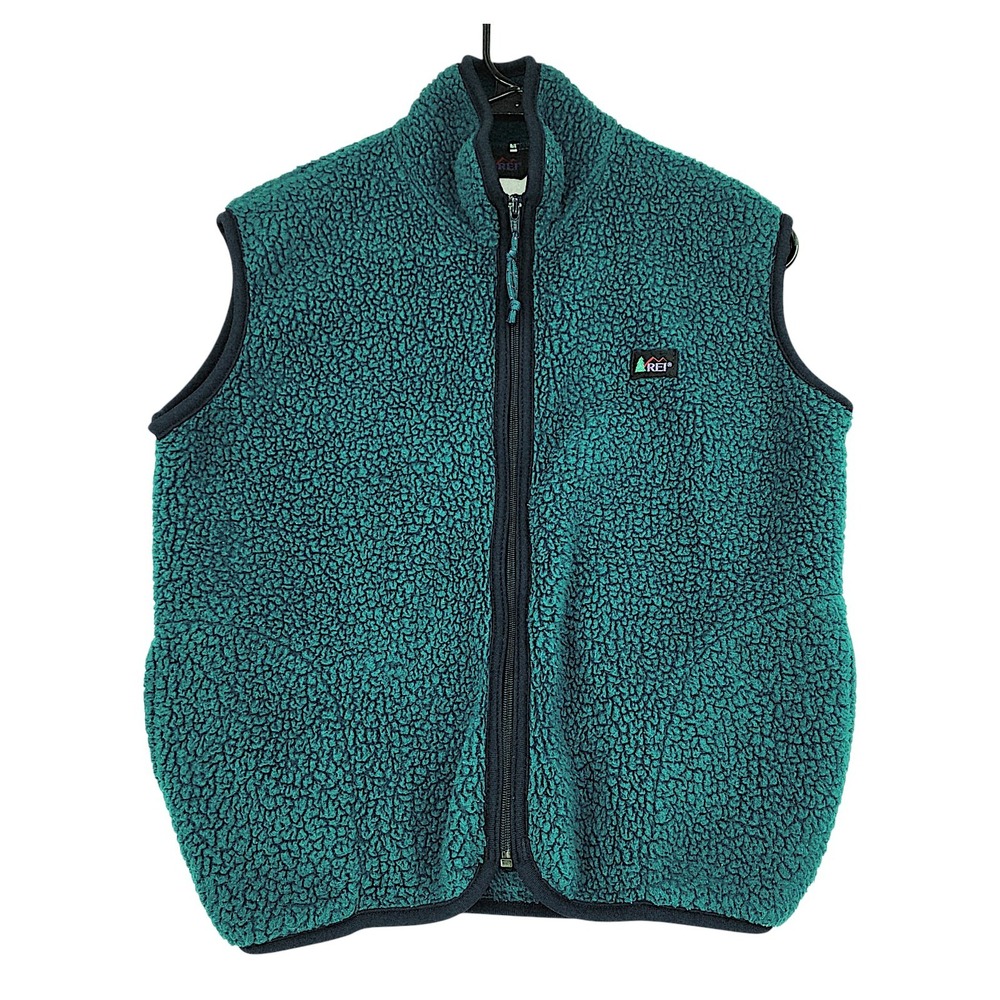 REI Fleece Vest L Kids Teal Green High Pile Sherpa Full Zip Outdoor Gorpcore Boy